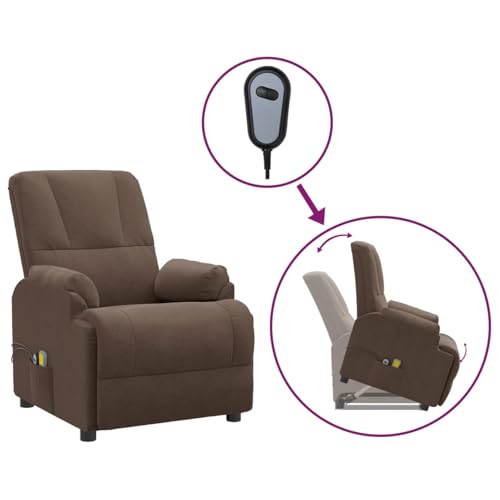Tidyard Massagesessel mit Aufstehhilfe Braun Wildleder-Optik, Armlehnensessel Relaxsessel TV-Sessel Fernsehsessel für Wohnzimmer Schlafzimmer3093183 – Bild 3