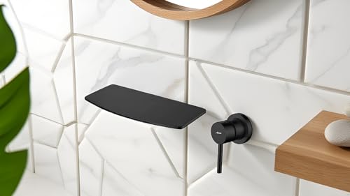 Image of Aquieen Luxury Series Wall Mounted Basin Mixer Hot & Cold with Diverter Body & Exposed Part Kit (Bianca) (Matt Black)