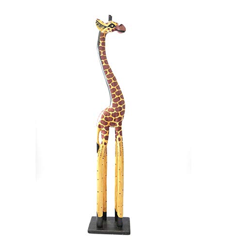 Artisanal Statue Girafe Debout H100cm création en Bois.