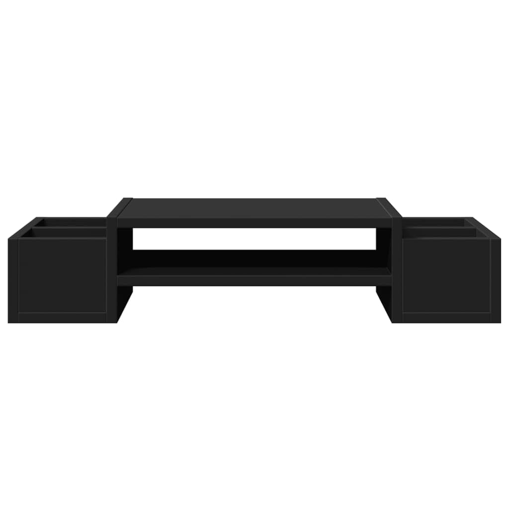 Monitorständer mit Stauraum Schwarz aus Holzwerkstoff 70x27x15 cm mit 4 Fächern für Büro Homeoffice Gaming und Studium zur verbesserten Ergonomie am Arbeitsplatz