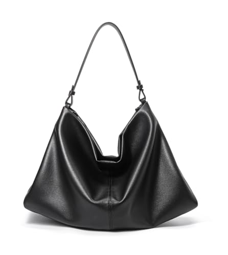 Covelin Minimalist Soft Leather Tote Bag - Adjustable & Detachable Crossbody Strap, Hobo Casual...