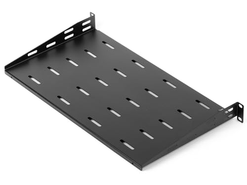 Rosewill 1U 19-Inch Universal Vented Rack Mount Cantilever Server Cabinet Shelf 10-Inches Deep Black, 2 Pack