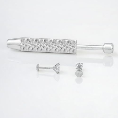 Uni-J Flat Back Stud Earrings for Women Hypoallergenic Surgical Stainless Steel Internal Thread Tragus Helix Cartilage Conch Nose Monroe Labret Medusa Piercing Jewelry /Be Equipped With Piercing Ball Grabber Tool(18G/20G - Gold/Silver/Black/Rose Gold)3