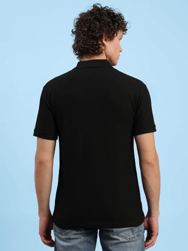 Image of Lux Nitro Men's Self Knitted Premium Cotton Blend Solid Polo T-Shirt | Soft Texture | Classic Collar | Short Sleeve Casual Wear