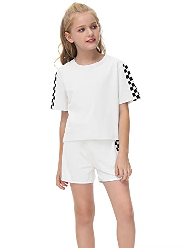 Image of CNJFJ Kids Summer Sport T-Shirt and Shorts Set Plaid Print Clothing Sets Tracksuit
