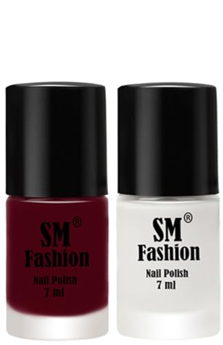 Image of Long Lasting Nail Polish | Nail Paint Combo 7 ml Each) - Set of 2 Boysenberry-White