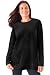 Women's Plus Size Top, Sweatshirt In Plush Tunic-Length Velour Knit Black,1X