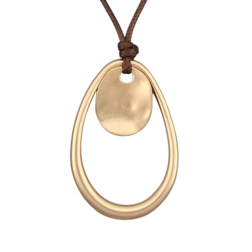 JAOYU Long Boho Necklaces for Women Brown Choker Necklace Teardrop Shaped