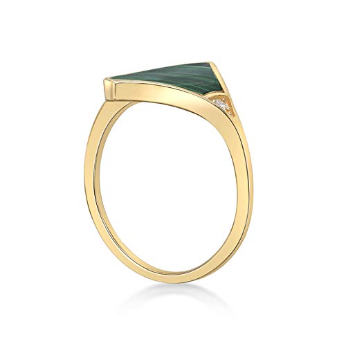 Lavari Jewelers Flower Ring for Women - Black Onyx Green Malachite or Mother of Pearl & Cubic Zirconia in 925 Sterling Silver - Hypoallergenic Gold Plated - Anniversary Clover Ring Size 6 to 94