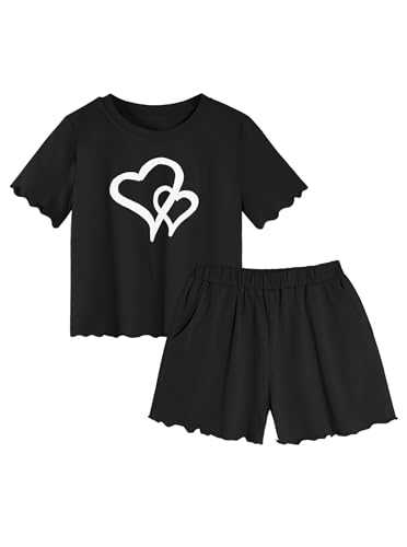Image of Girl's 2 Piece Outfits Cute Summer T-Shirt and Graphic Shorts Clothing Sets