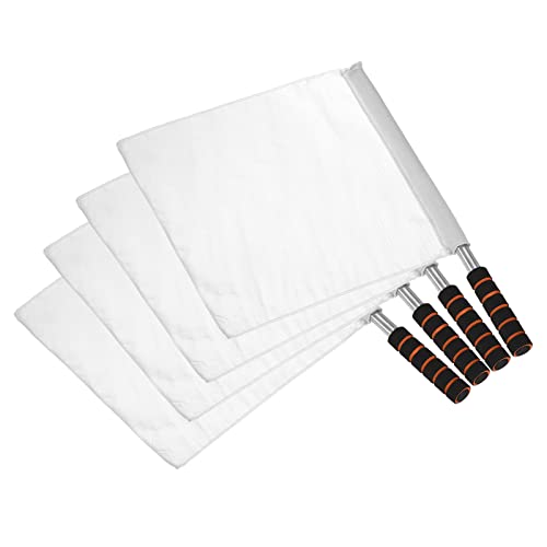 PATIKIL Referee Flag, 4 Pack Stainless Steel Pole Sponge Handle for Football Soccer Track and Field Sports Linesman Command Hand Signal, White