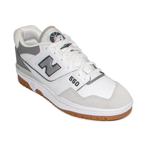 New Balance Men's 550 Sneakers, White/Grey, 9.5 Medium US3