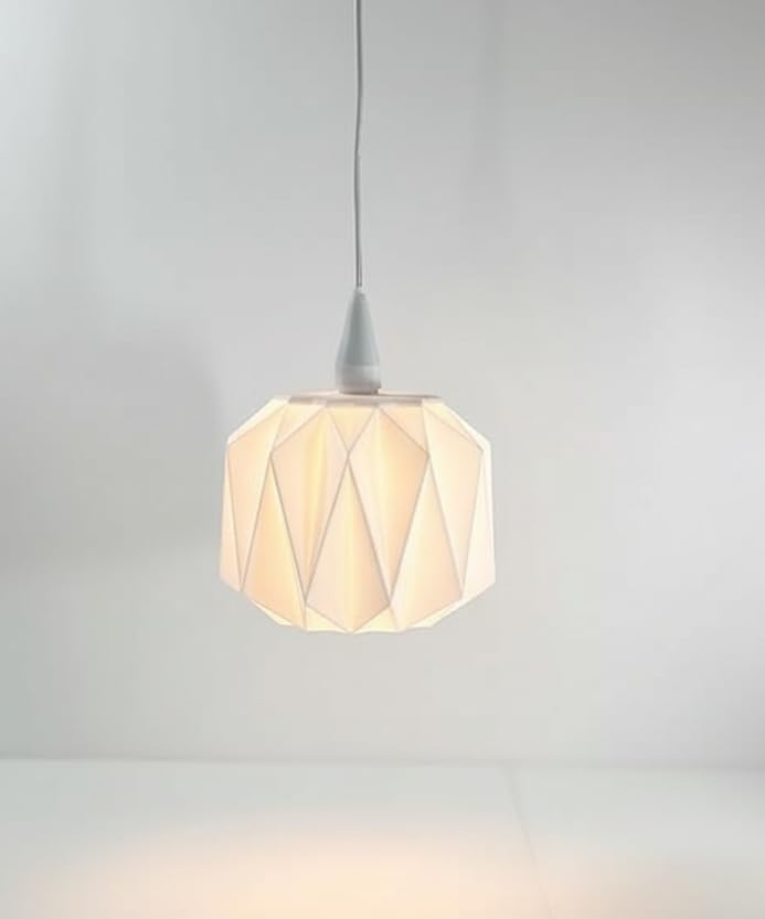 Lampenschirm Prismenwerk – dekorativer Kugel-Lampenschirm für Weihnachtsstern, 3D-gedruckt aus PLA, inkl. Aufhängungs-Cover, Weiß