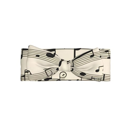 Vintage Music Note Art Printing Baby Bow Headband Stretchy and Soft for Newborns, Infants, Toddlers, and Kids Girls