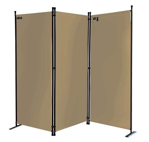 QUICK STAR Paravento da Giardino 170 x 165 cm 3 parti pieghevole Divisorio in Tessuto Protezione della Privacy Beige