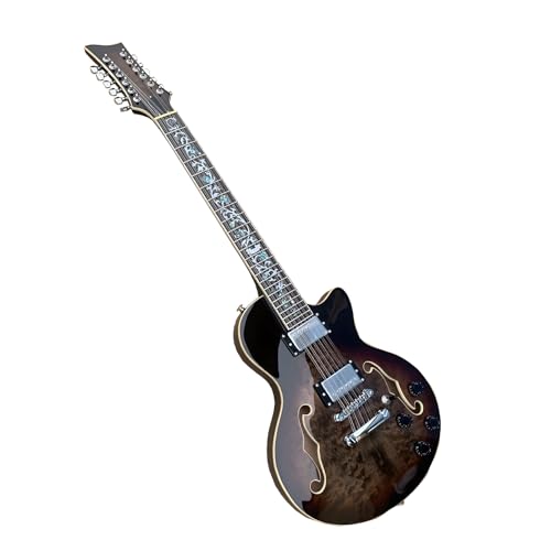 Guitare électrique semi-creuse à 12 cordes avec trou en F, touche d’ormeau incrustée – Guitare classique à 12 cordes – Style jazz - Les Beatles, Paul McCartney, John Lennon, RIngo Starr, George Harrison Guitare électrique semi-creuse à 12 cordes avec trou en F, touche d'ormeau incrustée - Guitare classique à 12 cordes - Style jazz – Image 3
