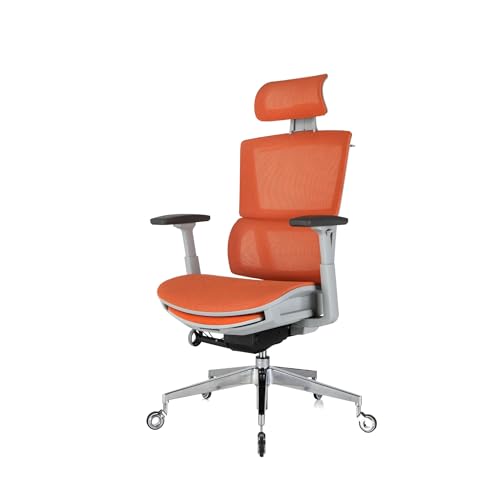Nouhaus Rewind Ergonomic Office Chair with Footrest and Lumbar Support,Rolling Home Office Desk Chairs with Wheels,Mesh High Back Task Chair (Orange)