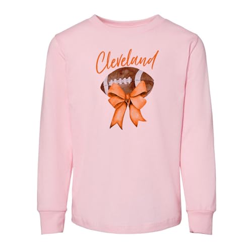 Girly Cleveland Football Toddler Kids Long Sleeve T-Shirt