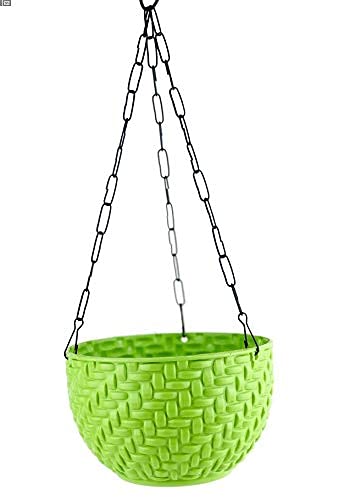 Image of Bianco Multicolor Round Rattan Woven Plastic Flower Hanging Planter /Beautiful Round Gamla Pot /Flower Hanging Pot (Pack of 3)