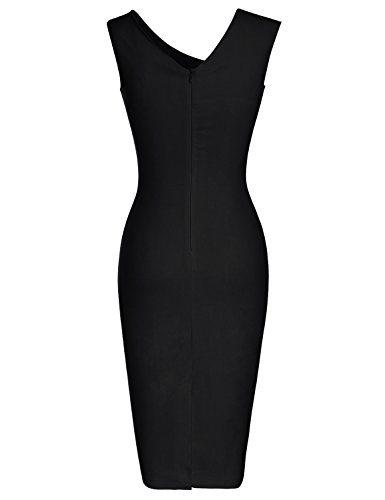 MUXXN Women's Pure Sweetheart Neckline Evening Party Tea Dress (XXL Black)