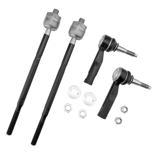 Suspension Front Inner & Outer Tie Rods Ends Set 4PCS Left & Right- Zinc Nickel Alloy, Compatible With 2010-2017 Chevy Equinox L4 2.4L, GMC Terrain L4 2.4L, Replaces#: 19207056, 19207057