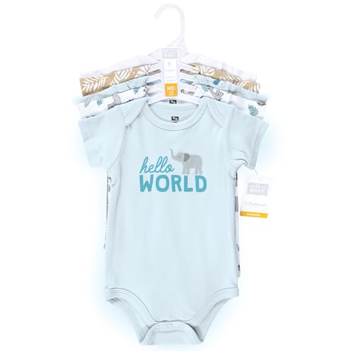 Image of Hudson Baby Cotton Bodysuits, Hello World Safari, 9-12 Months