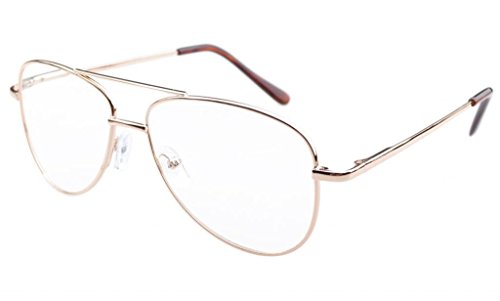 Eyekepper Pilot Stylish Metal Frame Spring Hinges Eyeglasses Gold