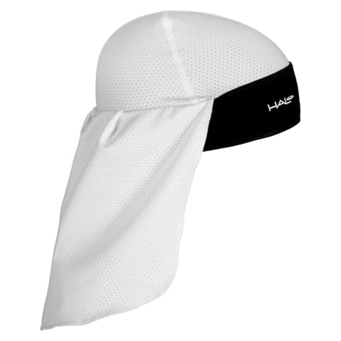 Halo Headband Solar Sun-Protective Skull Cap & Tail, White,One Size Cover