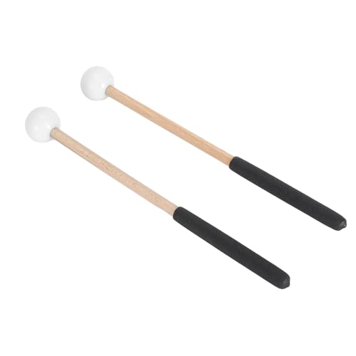 Percussion Mallet Rubber and Maple Multifunctional Tongue Drum Mallet for Concert Performance (White)