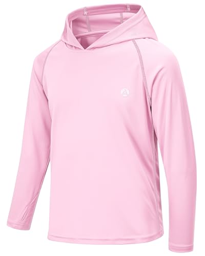Boys Grils Long Sleeve Sun Shirts UPF50+ Hoodie Thumbhole Rash Guard Quick Dry Atheltic Hiking Workout Water Playing
