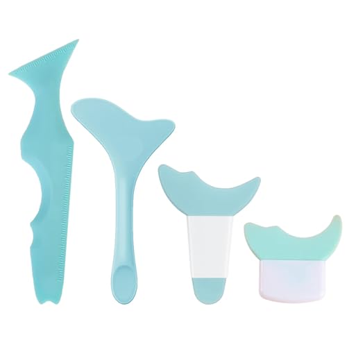 4 Pcs All in One Eyeliner Stencils Wing Tips + Eyeshadow Stencils Pad + Silicone Baffle, Defined...