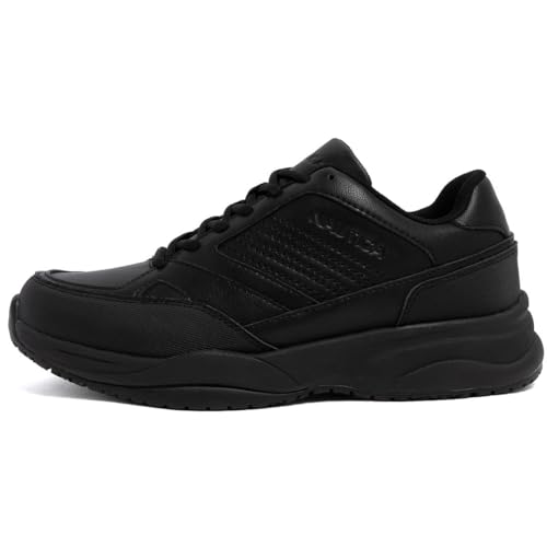 Image of Nautica Black Non Slip Slip On /Lace-Up Work Shoes, Safety Water Resistant Chef Kitchen Trabajo Zapatos Restaurant or Food Service Sneakers - Comfortable and Lightweight for Men and Women