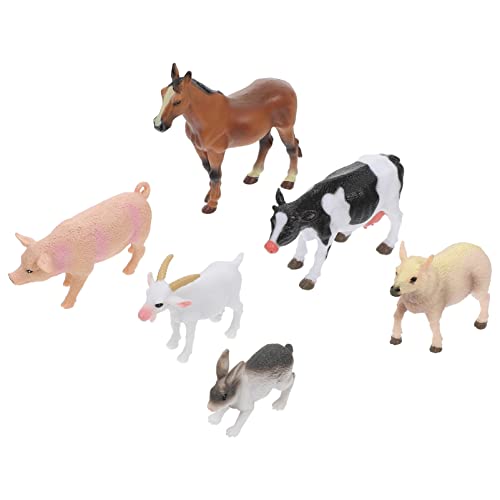 Bauernhof Spielset Mini Bauernhoftiere Figuren: Miniatur Weiße Ziege Pferde Kaninchen Kuh Schwein Schafe 6 Stücke…