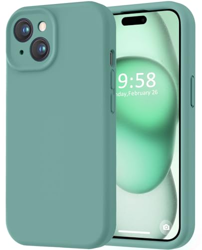 Image of LOVE 3000 Compatible with iPhone 15 Case, [Smooth Silicone Full Coverage Camera] [8ft Drop Protection], Soft Microfiber Lining Full Body Protective Case for iPhone 15 6.1 inch - Pine Green