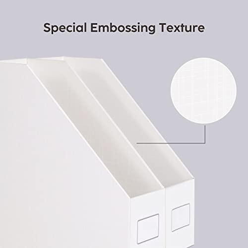 JiaWei-Lot-de-3-Porte-revues-en-carton-Classeur-debout-en-carton-Boite-a-magazines-Papier-Porte-revues-pour-ranger-des-livres-des-documents-fichiers-dossiers-papeterie-Blanc