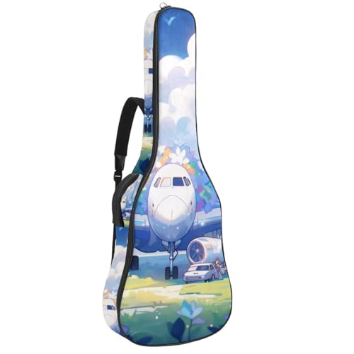 Sac pour guitare acoustique idéal pour voyager avec sa housse imperméable à motif avion