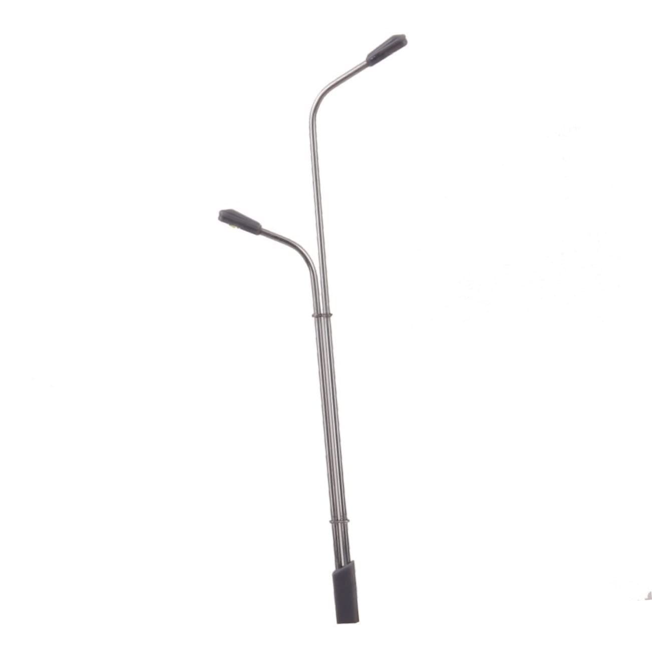 Beatifufu 3sets 1/150 Scale Model Street Lights Lamppost Dual Heads White Solar-Powered Outdoor Post Lights 10pcs*3