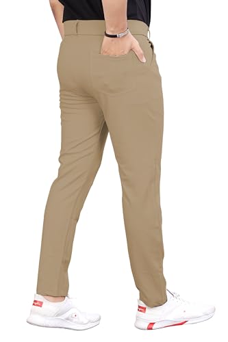 Image of Men's Formal Slim Fit Trousers | Mid-Rise Solid Pants with Button Closure | Perfect for Office Pack of 1)