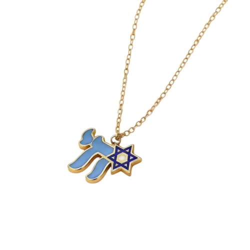 Symbole juif de Chai en chaîne d'exception et pendentif Étoile de David aux finitions soignées