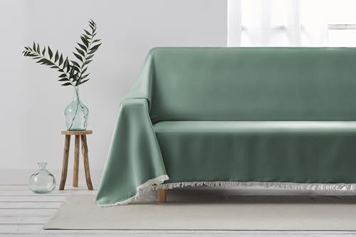 textil-home Throw Blanket Protector sofa MARTINA Bed Cover - 230x285 cm - for 3 seater sofa cover, Sofa Cover Protector. Green - Image 3