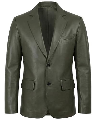 Image of Men's Leather Blazer - Lambskin Leather Blazer Men Genuine Leather Jacket Blazers - Men's Real Leather Sport Coat