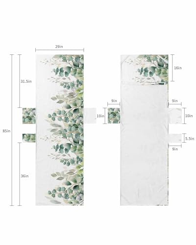 Teal Botanical Beach Lounge Chair Towel Cover, Soft Chaise Lounge Towel with Side Pockets Patio Pool Chairs Cover for Beach/Pool Sunbathing 29x85 Sage Green Eucalyptus Leaves Watercolor