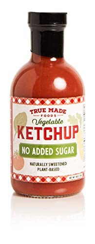 True Made Foods Vegetable No Added Sugar Ketchup, Paleo Certified, Keto, Whole30, Non-GMO, 18oz Glass Bottle