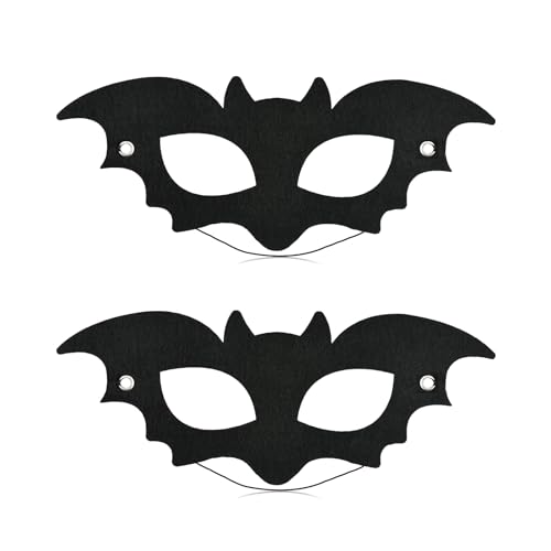 Athem 2 Stück Schwarze Augenmaske - Halloween Fledermaus Kostüm Maske, Maskerade Maske für Fastnacht, Rollenspiele, Party, Deko Accessoires