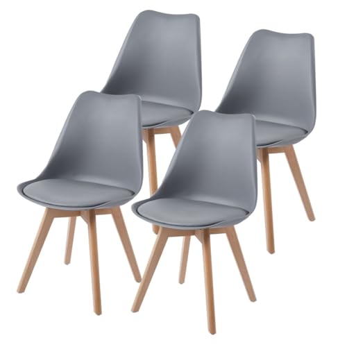 TEENO Chaises Salle à Manger, Chaises Scandinaves Lot de 4, Chaises de Cuisine, Coloris Gris - Idéales pour Salle à Manger, Cuisine, Salon, Chambre ou Bureau