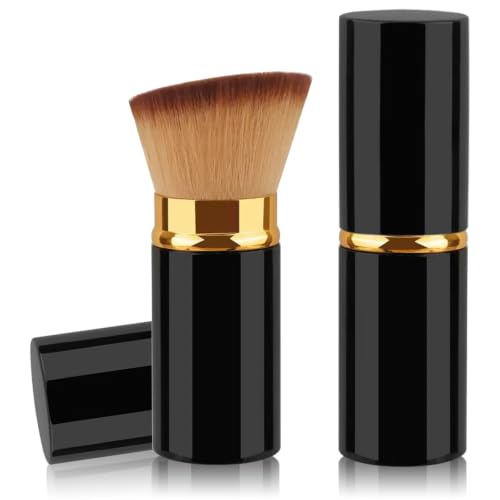 Retractable Kabuki Makeup Brushes, Angled Flawless Face Makeup Brush
