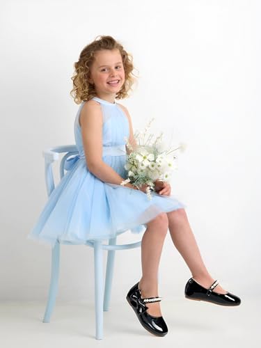 Image of PHIRAMIN Toddler Flower Girl Glitter Dress Shoes Little Girl Ballet Flats Bow Wedding Party