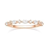 SHINYSO Wedding Band for Women Thin Stacking Ring Half Cubic Zirconia Eternity Engagement Rose Gold Ring Size 4