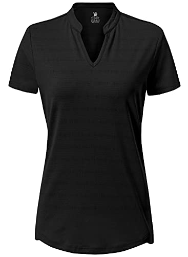 BGOWATU Women’s Golf Polo Shirts Short Sleeve V-Neck Collarless Tennis T-Shirt Quick Dry Lightweight Tops