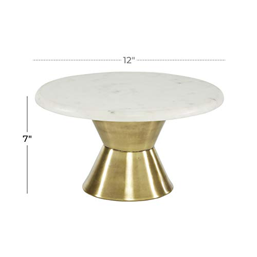Deco 79 Marble Cake Stand with Gold Base, 12" x 12" x 7", Gold - Image 8